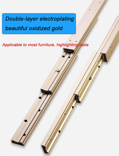 Heavy Duty Telescopic Pull Out Drawer Slides For Desks, Kitchen Islands And Countertops with oxidized gold finish