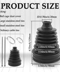Universal CV Joint Boot Kit With Waterproof And Dustproof Seal Includes 1 CV Boot 2 Stainless Steel Clamps 3 Cable Ties size diagram