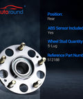 512188 Rear Wheel Hub And Bearing Assembly Replacement For 2004 2008 Acura TL And 2003 2007 Honda Accord 5 Lug With ABS