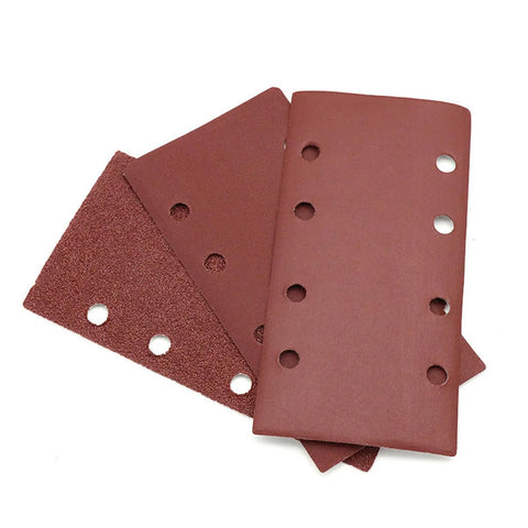 Premium Grit Aluminum Sanding Discs With Eight Holes for Grinding wood and metal, featuring durable red sheets sizes 185x93mm.