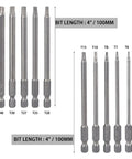 Torx Security Screwdriver Bit Set 10 Piece T6 To T40 With Quarter Inch Magnetic Hex Shank 4 Inch Long S2 Steel Tamper Proof Star Bits