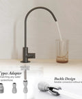 Matte Black Kitchen Faucet With 360 Degree Swivel Gooseneck For Drinking Water And Daily Chores Crafted From Legit Lead Free Steel pouring water into a glass.