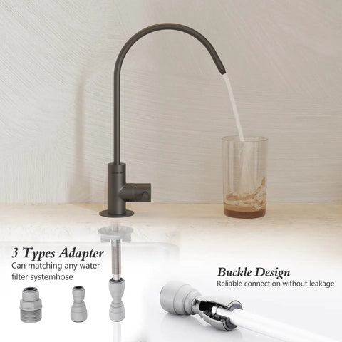 Matte Black Kitchen Faucet With 360 Degree Swivel Gooseneck For Drinking Water And Daily Chores Crafted From Legit Lead Free Steel pouring water into a glass.