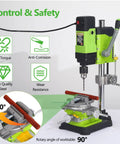 3 Inch Cross Slide Drill Press Vise 2 Way XY Compound Benchtop Vise With 90 Degree Rotary Table in green setup