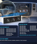 HVAC Air Conditioning Climate Control Panel For 1996 Through 2000 Chevy GMC Full Size Trucks And SUVs C1500 C2500 C3500 Suburban Tahoe Yukon Cadillac Escalade Without Rear Window Defogger Replace 599007, dashboard view.
