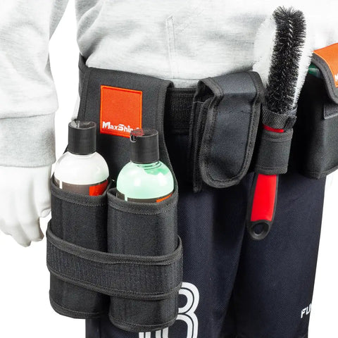 Hands Free Car Detailing Tool Belt Built With Rugged 600D Oxford Fabric Adjustable Strap Quick Release Buckle And Five Pockets For Polishing Auto Care In The Garage Or On The Go