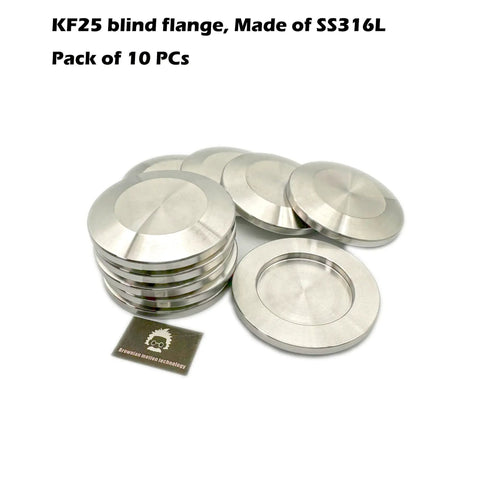 KF25 Flange Cap Blind Flange Blank 316L Stainless Steel Pack Of 10 Pcs Silver 25mm Iso KF25 Off Cap With Protective Cover For Vacuum Systems And Pipe Fittings Solid Stainless Build, stack of blind caps