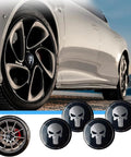 Legit Badass Skull Style Metal Wheel Center Hub Caps For Cars And Trucks, Scratch Resistant Self Adhesive Rim Covers, Heavy Duty Universal Black Upgrade For Your Ride on a wheel.