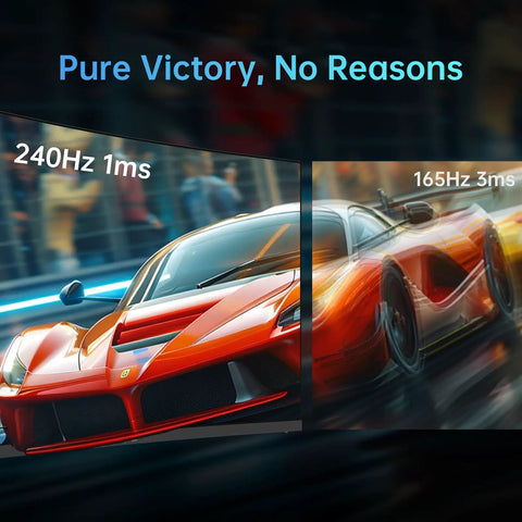 32 Inch Curved Gaming Monitor With 240Hz Refresh Rate And 1ms Response Time 1500R Screen showing car racing simulation