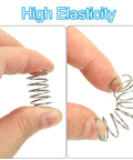 Compression Springs Set, 10 Pack Of 304 Stainless Steel Small Extension Springs, 1mm Wire Diameter, shown with high elasticity
