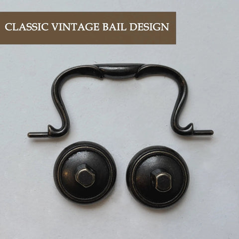 Six Pack Vintage Bail Drawer Pulls With Three And A Quarter Inch Hole Centers In Oil Rubbed Bronze Zinc Alloy Drop Handles
