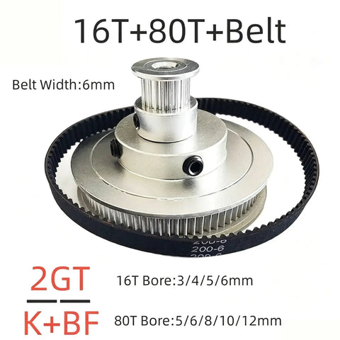Check Out This Awesome 5 To 1 Timing Pulley Kit With 16 T And 80 T Gears For Smooth 3D Printer Motion, Featuring Super Tight 2Gt Belts That Stop Slipping And Give You Serious Low Speed High Torque Power For Any Project. 16T+80T 2GT pulley kit, 6mm belt, aluminum, for 3D printer motion