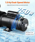Tough As Nails Dual Speed Above Ground Pool Pump With 1.5 HP Copper Motor showing dual-speed and thermal protection features.