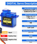 SG90 9G Micro Servo Motors With Beefed-Up Metal Gear, technical specifications on blue micro servo, wiring and speed details
