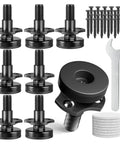 Eight Pack Adjustable Furniture Feet With Three Eighths Inch Sixteen Thread T Nut Kit Levelers for tables, cabinets, benches.