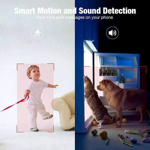 Smart motion and sound detection with 1080P Mini Cam And Baby Monitor With Night Vision Two Way Audio Motion Alarm.