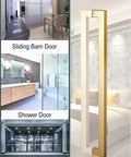 Heavy Duty Gold Wood Door Pull Handle Set For Sliding Barn Doors H Shape Back To Back Push Pull Handles 150cm Long