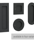 6 Inch Finger Flush Pulls For Closet Pocket Doors And Sliding Barn Doors Set In Matte Black Recessed Rectangle Plates in four variants