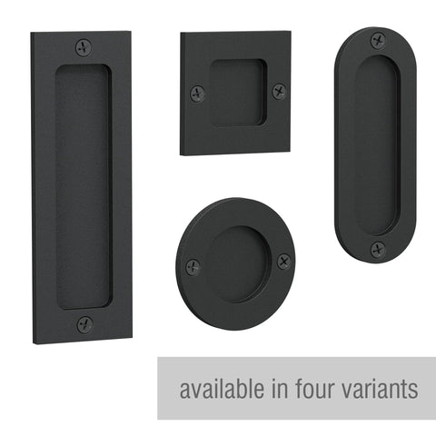 6 Inch Finger Flush Pulls For Closet Pocket Doors And Sliding Barn Doors Set In Matte Black Recessed Rectangle Plates in four variants