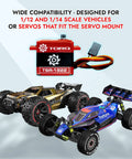 Beefy Torque Micro Servo With Coreless Motor And Digital Metal Gear TSR-1822 next to 1/12 and 1/14 scale RC cars