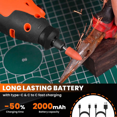 Bad Boy 12V Cordless Rotary Tool Featuring 35000RPM Digital Display And 2000mAh Lithium Ion Battery in use engraving wood.
