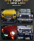 Four Jeep Wranglers showcasing 7 Inch Round LED Headlights H6024 Hi Lo Beam DRL DOT Approved Black Housing Bright 6000K 6000LM.
