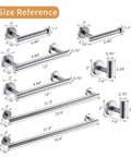 Dimensions of the Sleek Dope Brushed Nickel 8-Piece Bathroom Hardware Set Wall Mounted Stainless Steel Towel Bars and Accessories