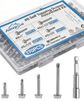 Hardcore 170 Piece Hex Head Self Tapping Screw Assortment Kit With Rustproof Stainless Steel Fasteners And Organized Carry Case