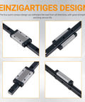 Two Pack 500mm MGN12H Linear Rail Guides with Carriages for 3D Printers and CNC Machines, side and front views