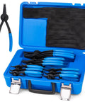 Pro Grade 12 Piece Snap Ring Pliers Set With Quick Switch For Internal And External Retaining Rings, blue case open view