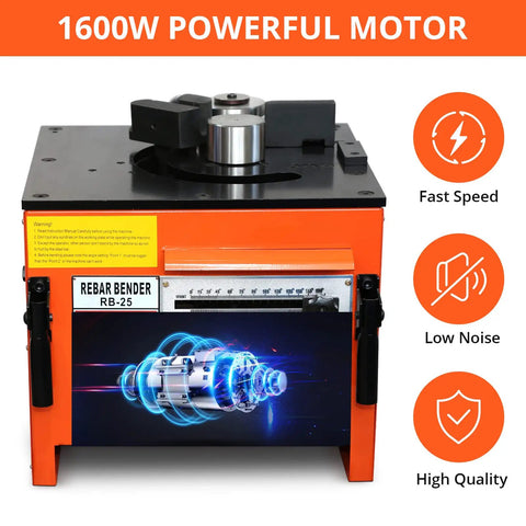 Heavy Duty 1600W Electric Rebar Bender Machine For 1 Inch Steel Rods showing a powerful motor and controls.