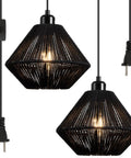 2 Pack Woven Plug In Pendant Lights Black Rustic Farmhouse Style With Cord And On Off Switch for cozy barn chic ambiance