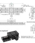 High Precision Linear Translation Stage 30x50mm Aluminum Sliding Table With Manual Rack And Pinion Rail For Reliable Linear Motion Equipment And Fine Positioning In CNC Lab And Pro Grade Automation Setups, dimensioned drawing and black stage