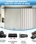 Heavy Duty Adjustable Tension Curtain Rod 42 To 115 Inches Black Shower Rod with anti-slip pads in bathroom setting