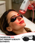 Straight Up The Best Red Light Therapy Glasses With Half Clear Lenses Offer Top Shelf Eye Protection For Tanning Beds By Blocking UV And Infrared Waves While Giving You Solid Coverage And Zero Fuss During Every Session in use during treatment.