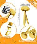 High Quality Brass Paper Fasteners 3/4 Inch Round Metal Brads Ensure Smooth Sailing Through Your Diy Scrapbooking Cards And Art Projects 300 Count Pack Of Robust Craft Supplies That Bring A Pro Vibe To Every Piece: close-up of flat head brads with dimensions.
