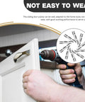 Installing Rock Solid Eight Piece Glass Door H Pulley Roller Kit With Heavy Duty Double Bearing Sliding Wheels on a white door.