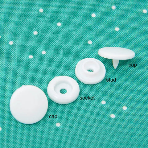 Round White Plastic Snaps Size 20 12 Count Set With Decorative Cap Socket Stud And Round Cap Easy To Attach With Snap Pliers
