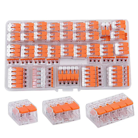 Lever Wire Connectors Kit 75 Pcs, Compact Splice Assortment For Solid, Stranded, And Flexible Wires, Easy Install 2 Port, 3 Port And 5 Port Connectors In Orange