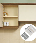 4 Pack Silver Cabinet Hinge Corner Braces Thickened ABS And Iron for easy install on kitchen cabinets shown open