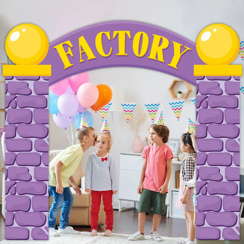 Purple Party Door Arch Decor Set With Top Banner And Door Covers 3 Piece Easy Hang Arch Backdrop for children's party props