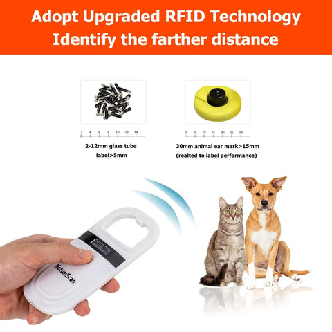 Bluetooth Pet Microchip Reader Handheld Scanner for ISO 11784/11785 and FDX-B EMID and ID64 compatible in use with cat and dog