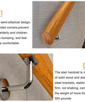 Solid Wood Handrail With Heavy Duty Stainless Steel Wall Mount Bracket, built for comfort and safety support on stairs.