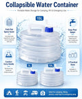 Collapsible Water Container With Spigot For Camping And Travel features 15L, 10L, 5L sizes with easy-pour handle and fold-flat design.