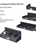 Magnetic Toolbox Tray Set With Two Heavy Duty Rubber Coated Trays Can And Screwdriver Caddy Paper Towel Holder Garage Storage Organizer
