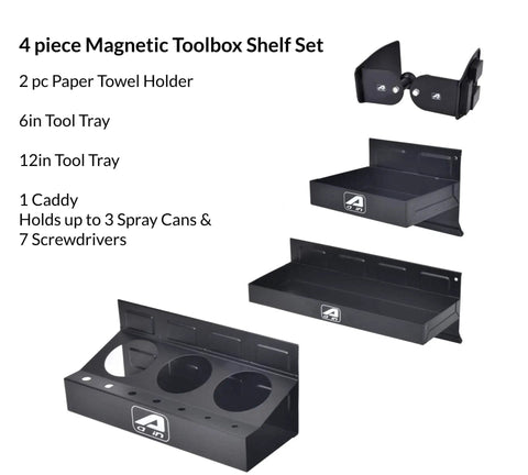 Magnetic Toolbox Tray Set With Two Heavy Duty Rubber Coated Trays Can And Screwdriver Caddy Paper Towel Holder Garage Storage Organizer