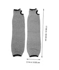 No Nonsense Cut Resistant Arm Sleeves 2 Pack PE Forearm Protectors For Welders Mechanics And Yard Crews Built Different With Snug Elastic Fit shown in gray color, measuring 17.69 in by 3.14 in.