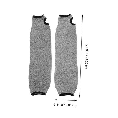 No Nonsense Cut Resistant Arm Sleeves 2 Pack PE Forearm Protectors For Welders Mechanics And Yard Crews Built Different With Snug Elastic Fit shown in gray color, measuring 17.69 in by 3.14 in.