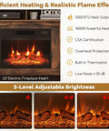 Electric Fireplace TV Stand For 65 Inch TVs With 23 Inch Insert 3 Level Flame Remote Control Hidden Storage Cabinet Brown Modern Media Console For Living Room Go To Cozy Vibes showing heating features