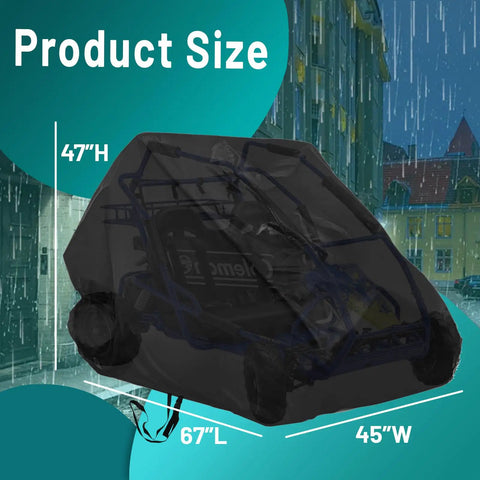 Go Kart Cover Universal Fit For 2 Seater Go Karts 67 X 45 X 4 Inches Weatherproof Waterproof Windproof Outdoor Storage